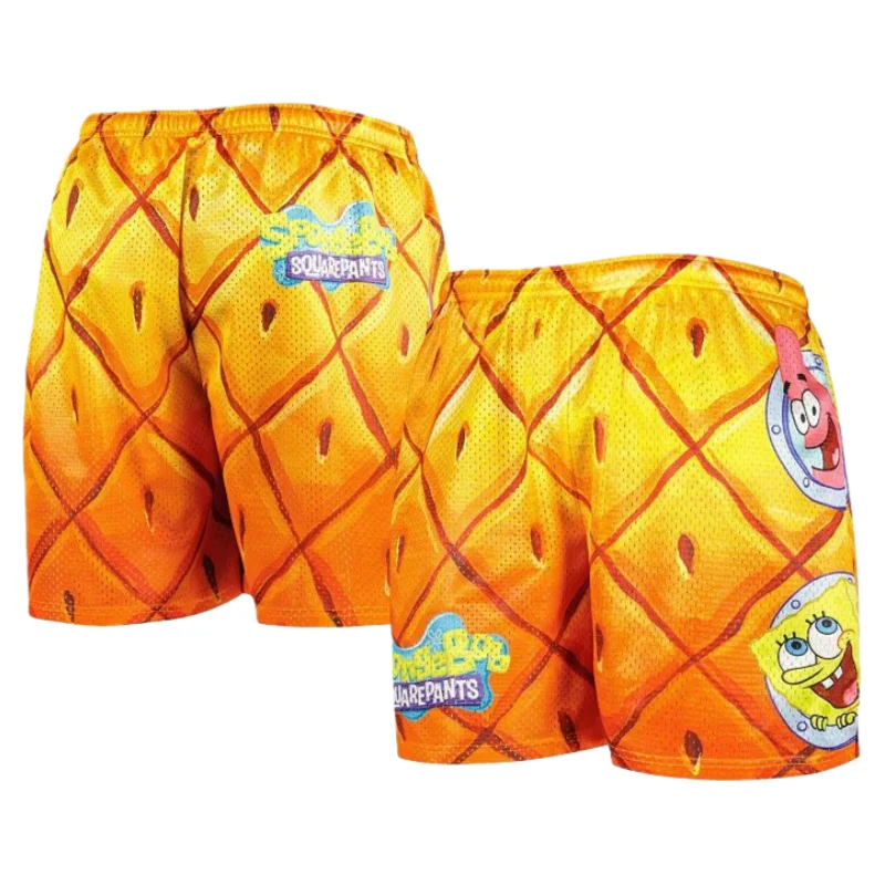 Potdemiel SpongeBob SquarePants Themed Allover Print Adult Kids Athleisure Shorts Family Summer Quick-dry Soft Comfy Lightweight