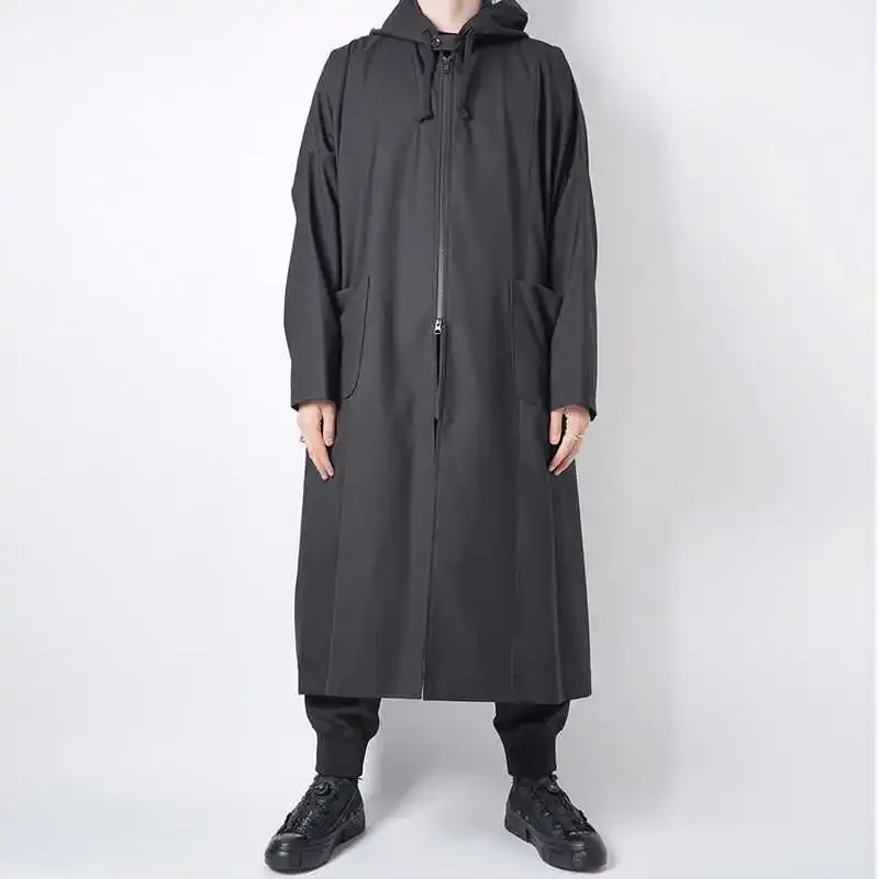 

YOJI OOAK Japanese original dark medium long windbreaker men's trendy versatile loose hooded top