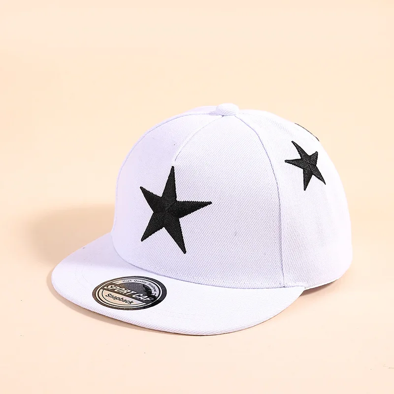 1pc children\'s five-pointed star embroidered baseball cap fashionable street hip-hop hat flat brim hat casual sun visor cap