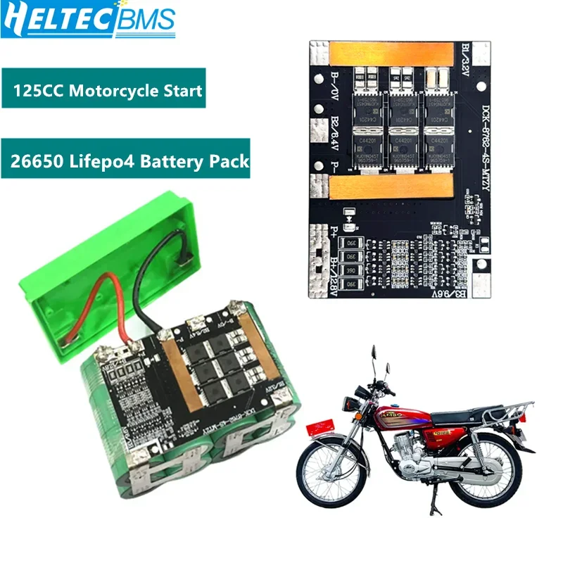 Heltecbms 4S 80A BMS 26650 12V Lifepo4 battery protetcion board Balance board Specail For 125CC Motorcycle start up battery pack