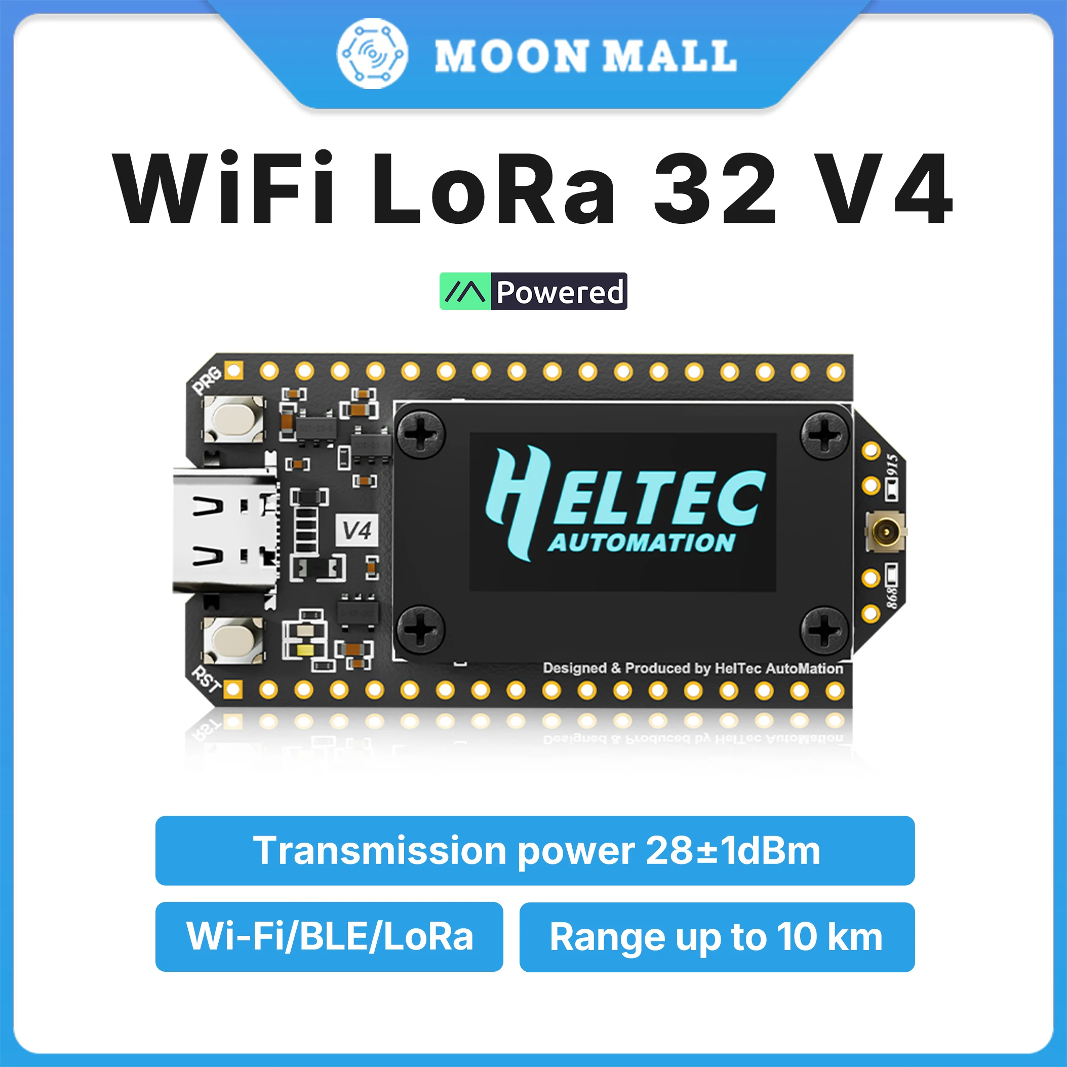 

Heltec V4 WiFi LoRa 32 Solar Powered Dev-Board ESP32 S3 SX1262 28dBm High Power 16MB Flash 2MB PSRAM 0.96inch OLED GPS IoT BLE