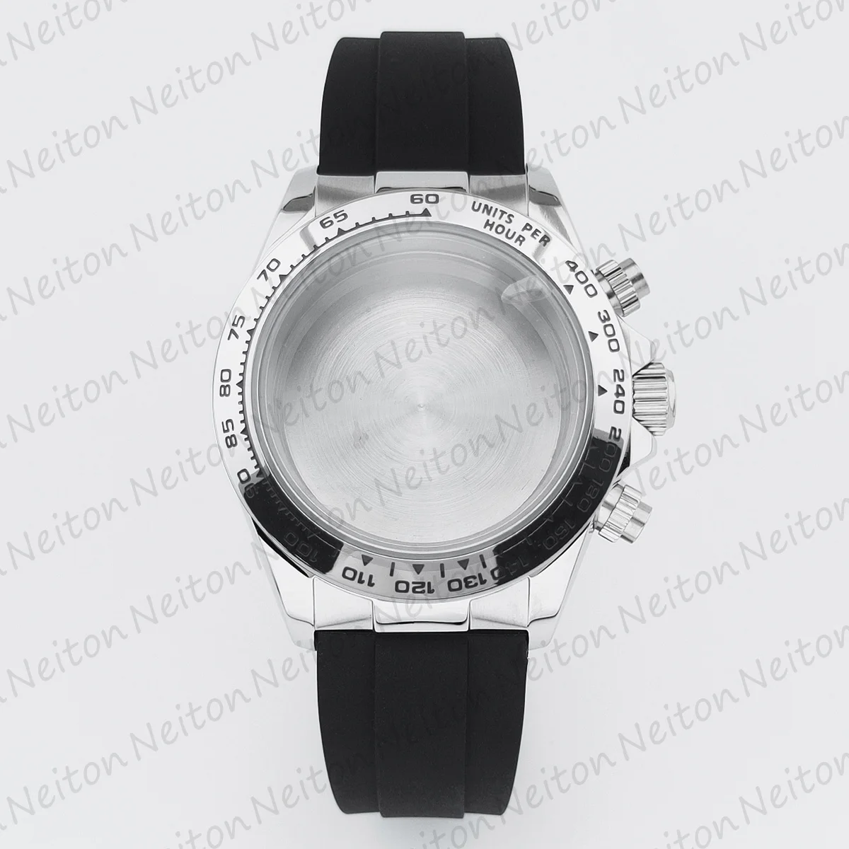 NEITON VK63 39mm Watch Case Silver/Gold With Strap Solid Stainless Steel For VK63 Watches Automatic Movement Accessory Parts image 3