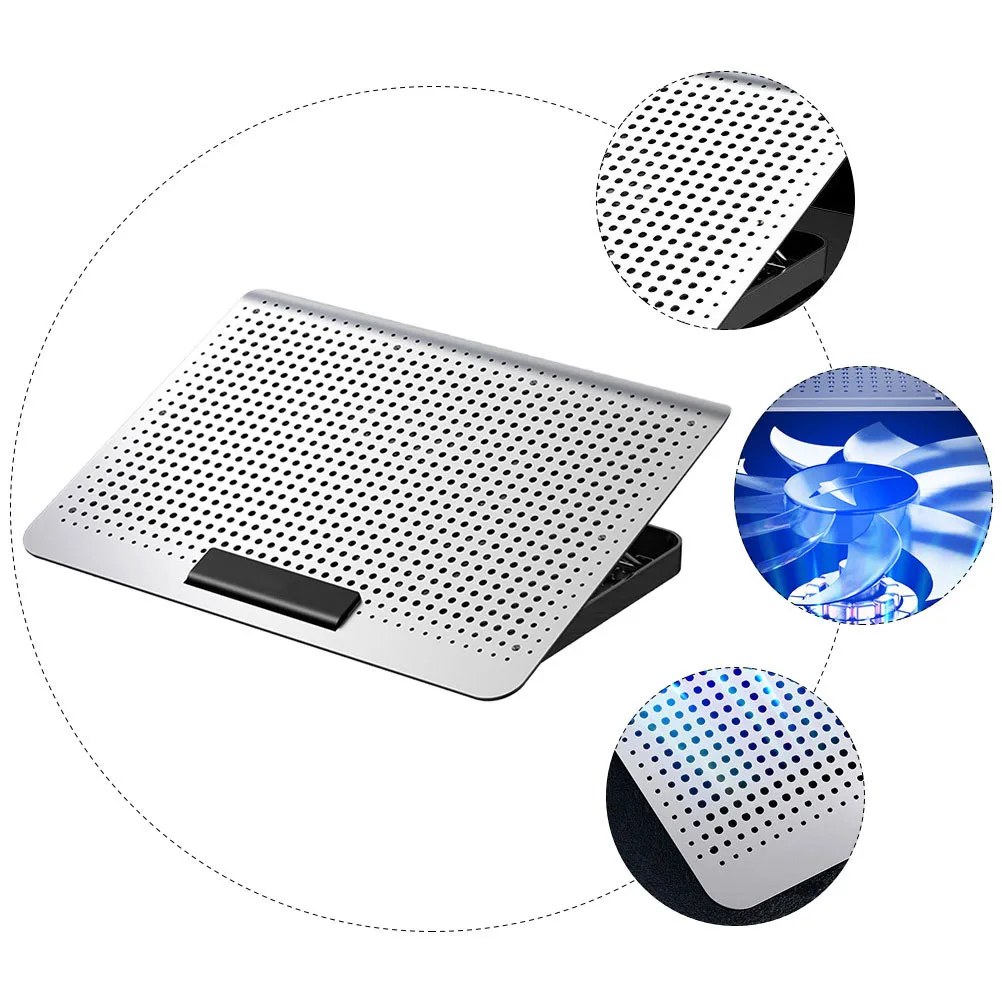 

1Pcs Laptop Cooling Rack Adjustable 7-Level Height Metal Aluminum Stand Cooling Fan Dual USB Large Silent Laptop