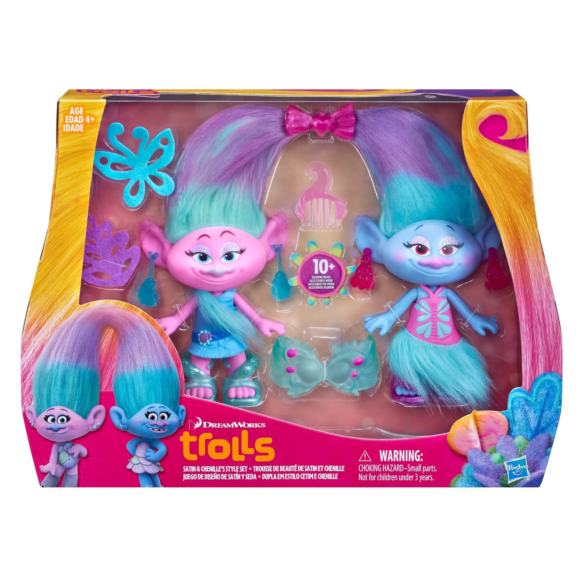 

Trolls Playset Satin and Chenille's Style Toy Gift Includes Shoes Earrings Delicate Trinkets The Little Witch With The Long Hair