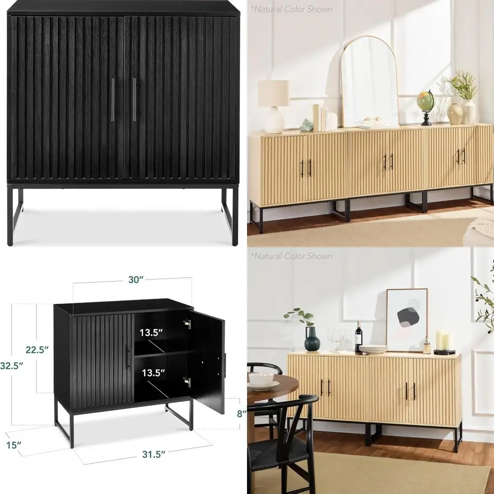 Armário buffet de ripas para entrada, armazenamento de detalhes, mesa de console para espaços de vida de corredor, solução de armazenamento de longo prazo
