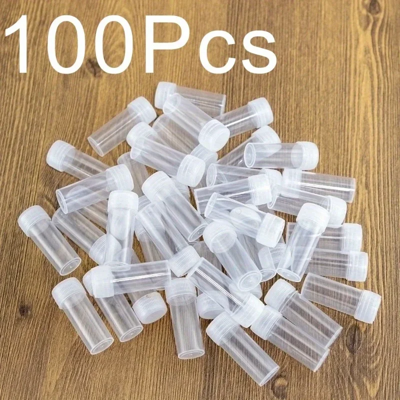 20/100/200Pcs 5ml Plastic Sample Bottle Test Tube Mini Bottles, Leak Proof Cap Vials, Medicine Pill Capsule, Storage Containers