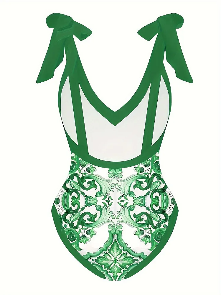 Women's French Vintage Floral One-Piece Swimsuit High Waist Elegant Bathing Suit with Detachable Skirt Sexy Bodysuit Skirt Dress