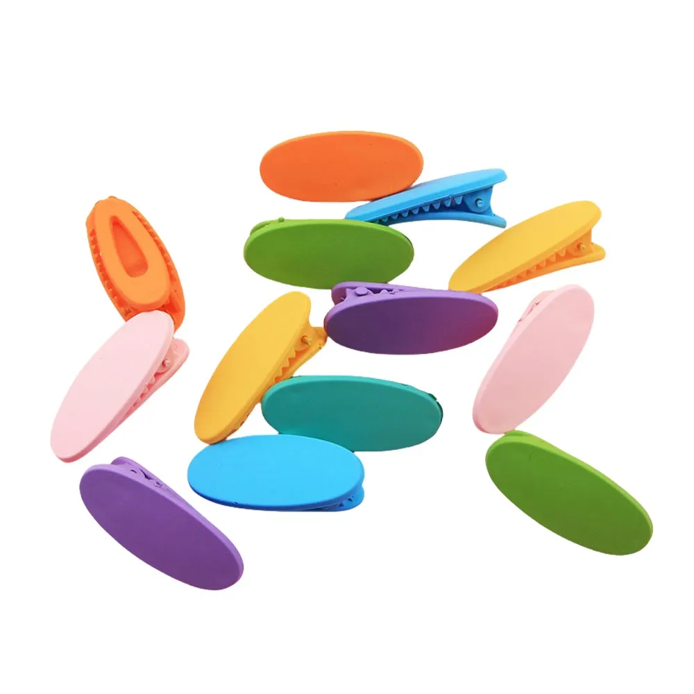 10Pcs 18x40mm Colorful Oval Hair Clips Plastic Alligator Hairpins Kids Chunky Hair Barrettes DIY Jewelry Making Hair Accessories