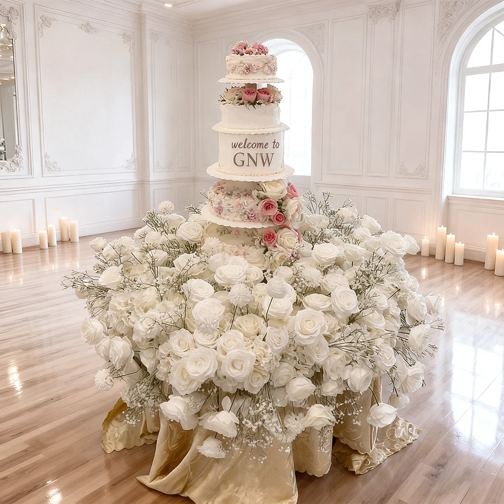 

Premium Modern Wedding Cake Floral Decoration With Artificial Flowers Real Touch Silk Feel Custom Design High End Durable