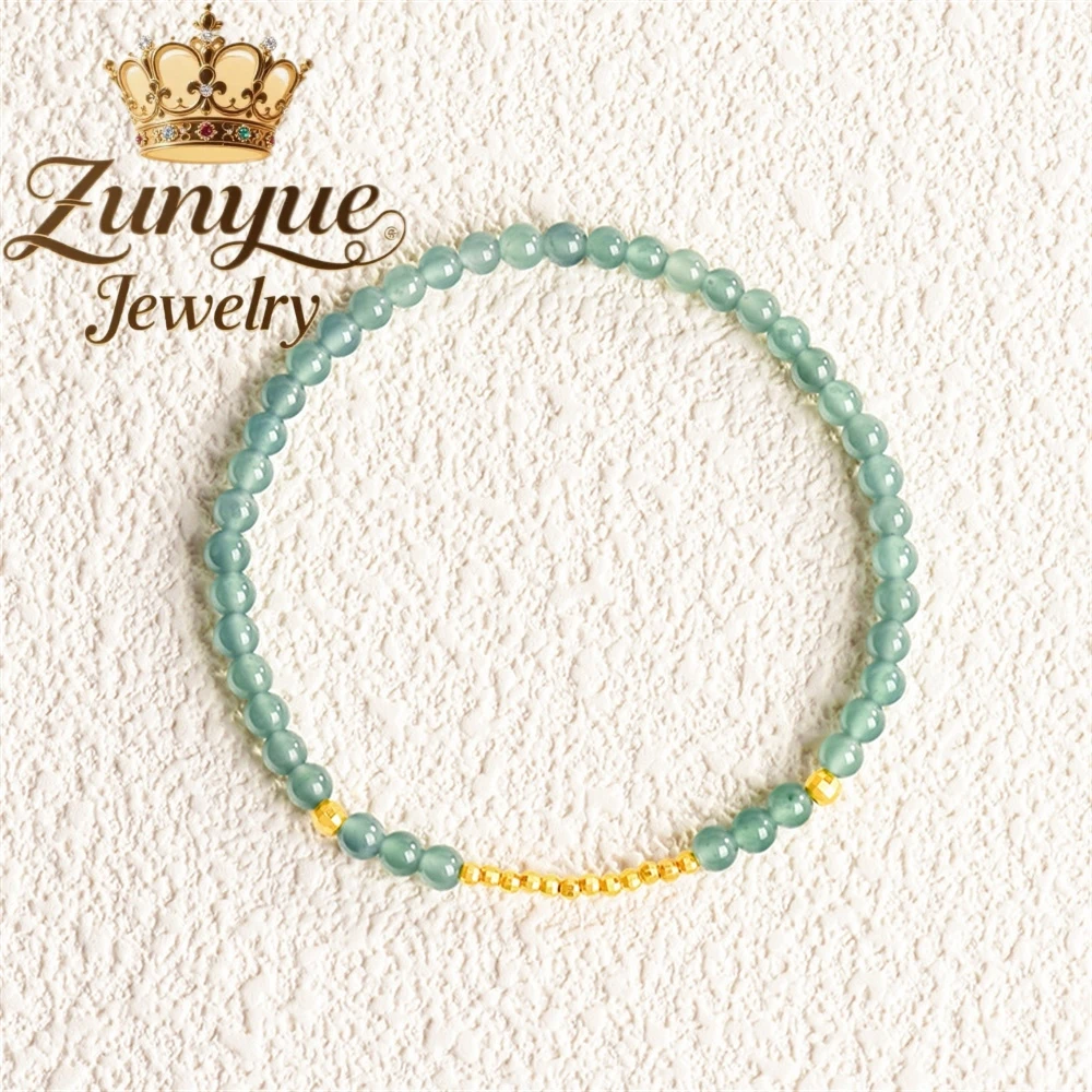 

Authentic Natural A-Grade Ice Jade Blue Water Millet Bead Bracelet Luxury Quality Fashion Fine Jewelry Exquisite Elegant Charms