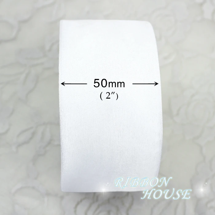 2\'\' (50mm) White organza ribbons wholesale gift wrapping decoration Christmas ribbons