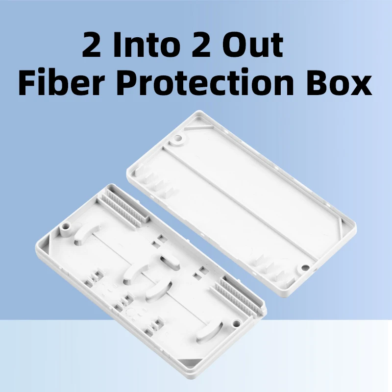 

2 in 2 out fiber protection box, 2 core fiber drop cable fusion protection square box pp plastic white 50PCS