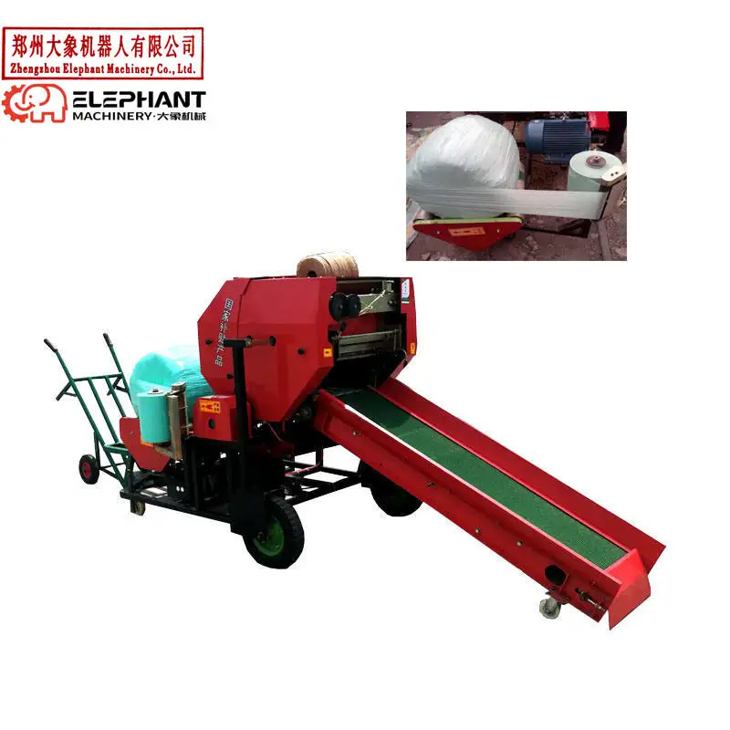 2026 Full Automatic diesel Engine Baler Machine for Small Grazing Hay Baling and Wrapping Machine Mini Corn Silage Round Bale