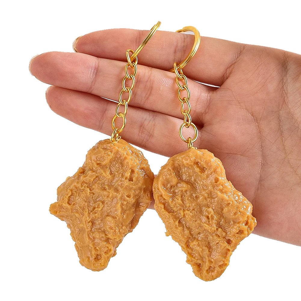 Simulated Fried Chicken Nuggets Keychain Creative Imitation Food Pendant Keychain Vehicle Charms Fun Backpack Pendant Gifts