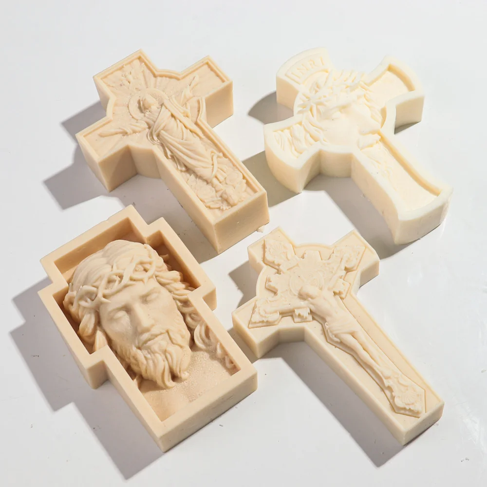 

DIY Jesus Cross Series Candle Silicone Mold Human Portrait Abstract Aroma Candle Plaster Mould Greek Mythology Craft Decor Home