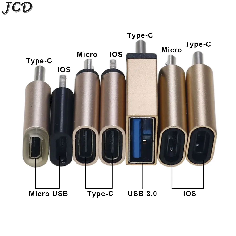 JCD MINI Micro USB Type C Female To Type-C Micro USB IOS Charging Adapter Converter  For Iphone Xiaomi Samsung Accessories new mt20ml battery adapter converter for makita 18v li ion battery for milwaukee 18v cordless power tools accessories