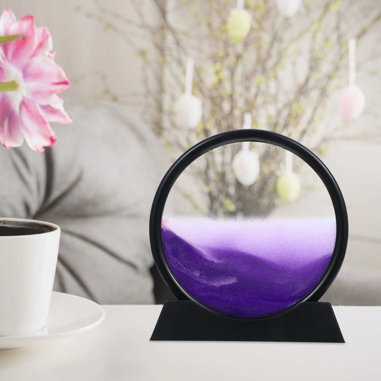 

3D Quicksand Desk Decoration Sand Art Ornament Moving Sand Painting Home Decor Study Room Bookshelf Decoration Transparent Round