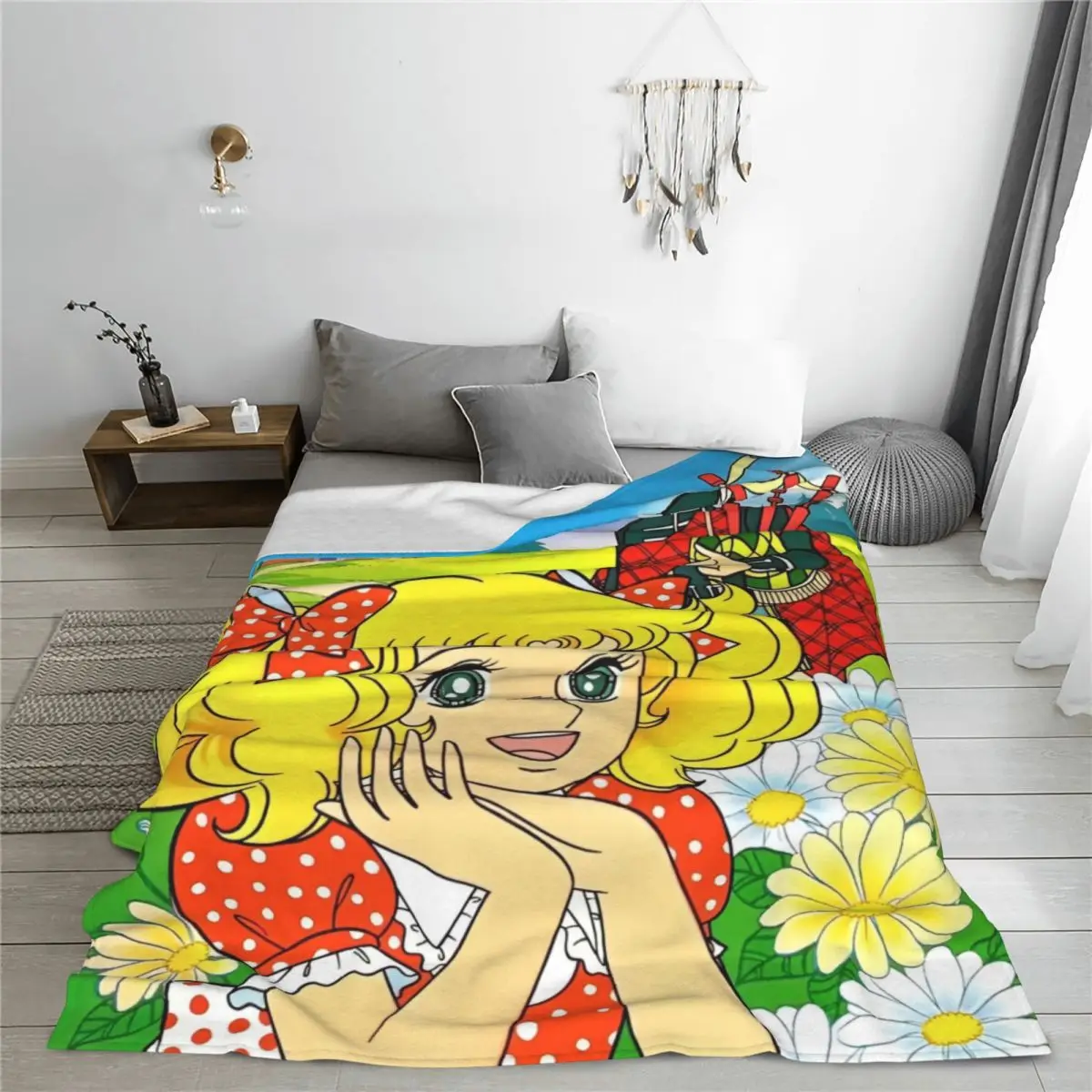 Candy Candy Manga Anime Cute Blankets Flannel Summer Kawaii Japanese Multi-function Soft Throw Blanket for Bedding Couch Throws