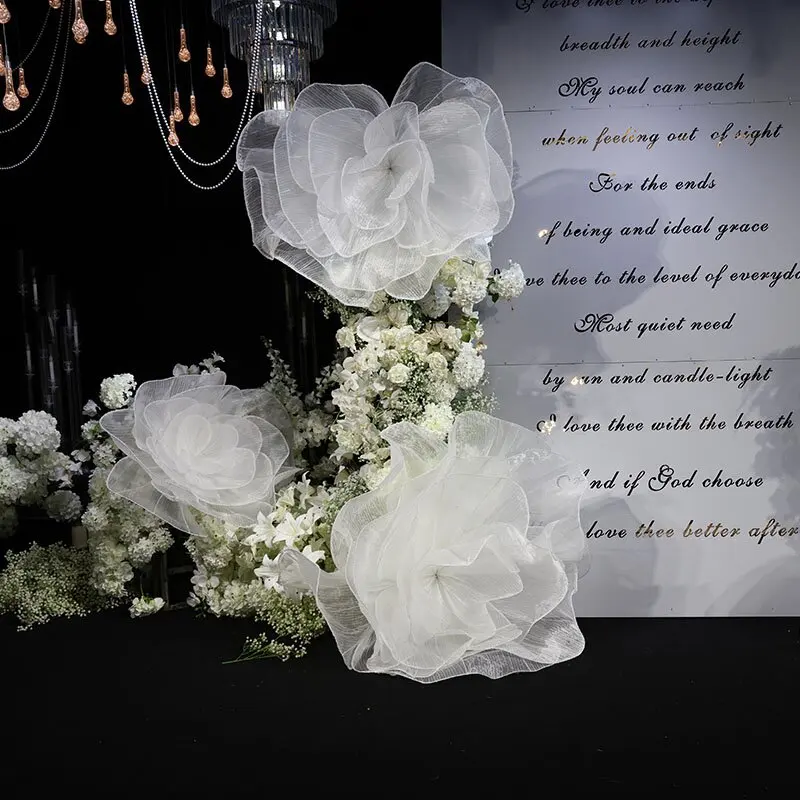 Riesige Organza-Blumen als Hochzeitshintergrund-Dekoration, Künstliche Gaze-Blumen für Geburtstagsfeiern, Veranstaltungen, Bühnen- und Fensterdekoration – Detail 3