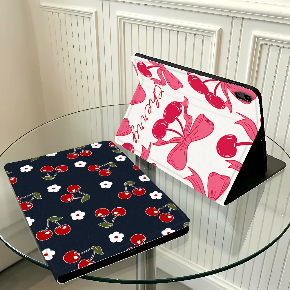 Case for Apple iPad Air 11 13 M4 M3 M2 A16 2026 10th 7/8/9th Pro11 13 With Pencil Holder Air 4/5/6th Cute Cherry Pattern