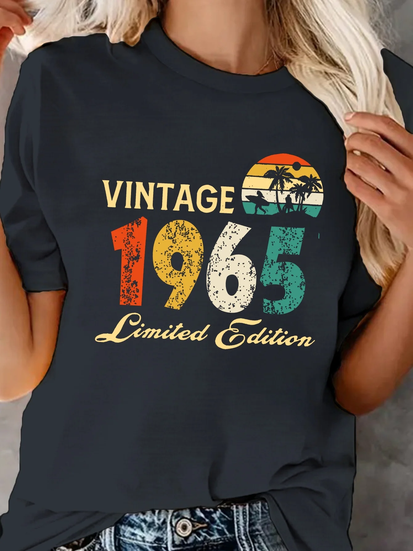 VINTAGE 1965 Limited Edition Print Classic Basic Top T-Shirts Fashionable Short Sleeves Casual Cool Tees