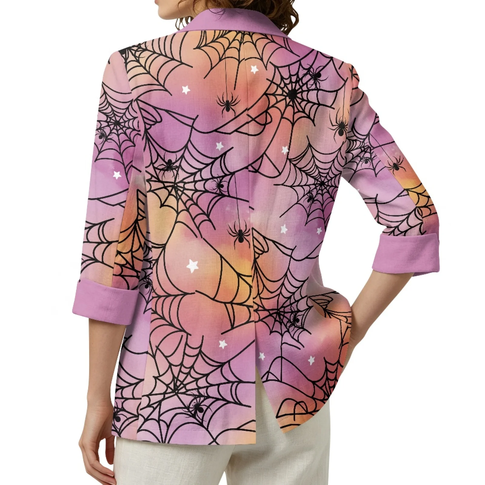 INSTANTARTS Halloween Women Linen Cardigan Women's Jackets Women's Blazers and Suit Sets Roupas Feminina Women Tops Ropa Barata