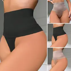 Women High Elasticity Panties High Waist Control Body Shaper Panties Butt Lifter Trainer Thongs Solid Color Briefs Shapewear