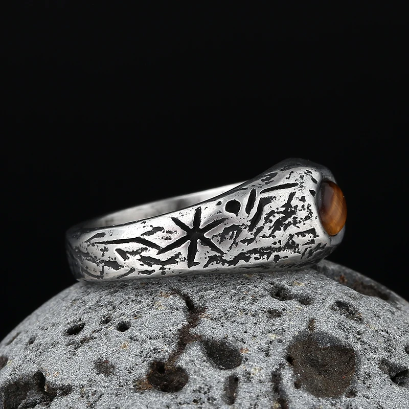 Wholesale Price Gothic Fashion Stainless Steel Tiger Stone Ring Men Wedding Rings Womens Band Jewelry Gift Anel