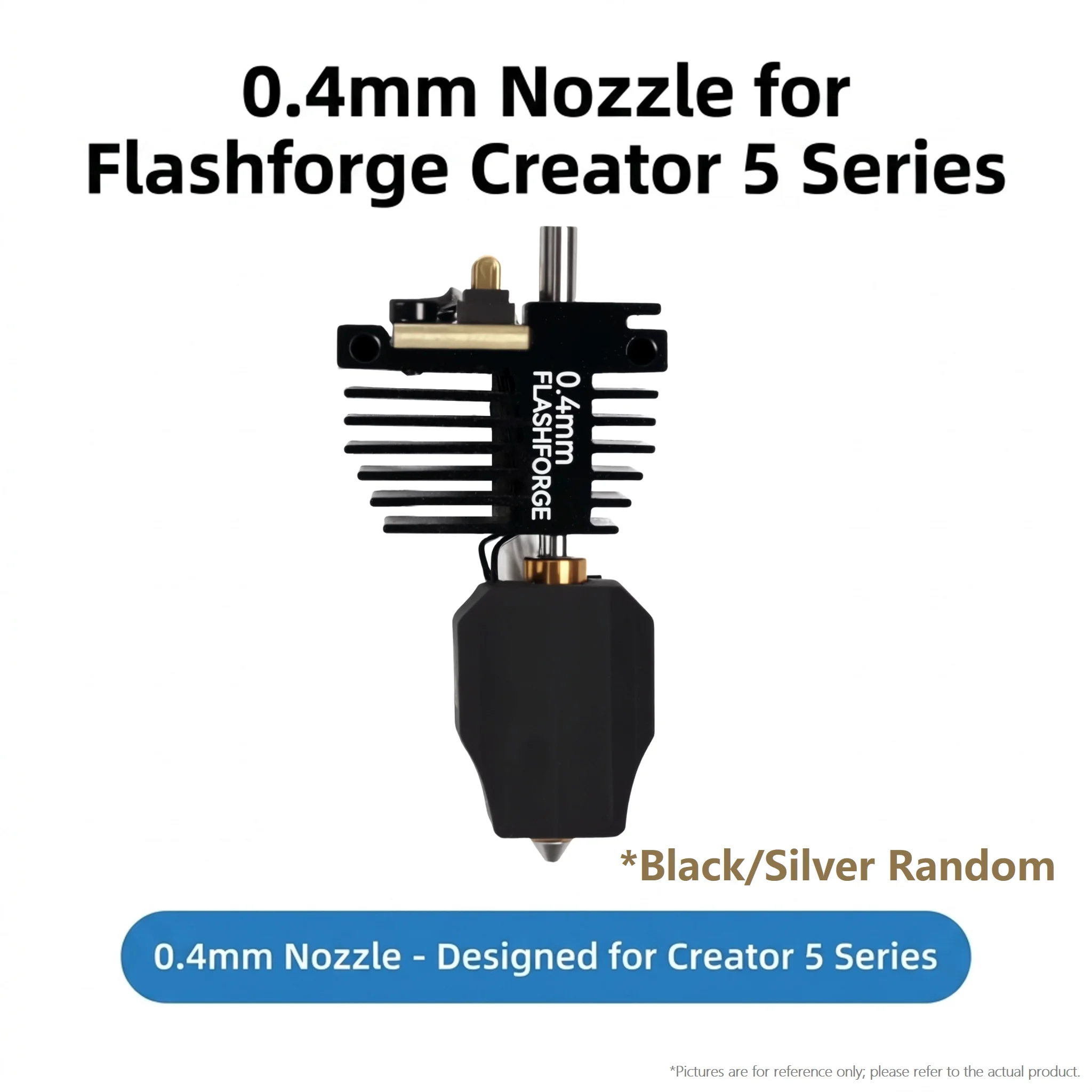 Original Flashforge Creator 5 Nozzle Assembly & Silicone Sock, 0.25/0.4/0.6/0.8mm Hotend for 3D Printer, Black/Silver Random 3