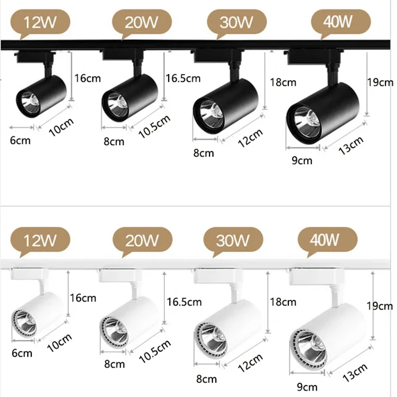 Ray lambası 220V COB seti Led hüzme aydınlatma ray lambası Led Spot 12/20/30/40W mağaza ev 220V ışıkları tavan armatürü mağazası