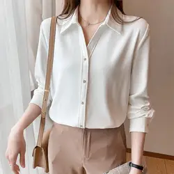 Early Autumn New White Chiffon Shirt with a Female Design Sense Niche and Western-style Fashion Long Sleeved and High-end Top