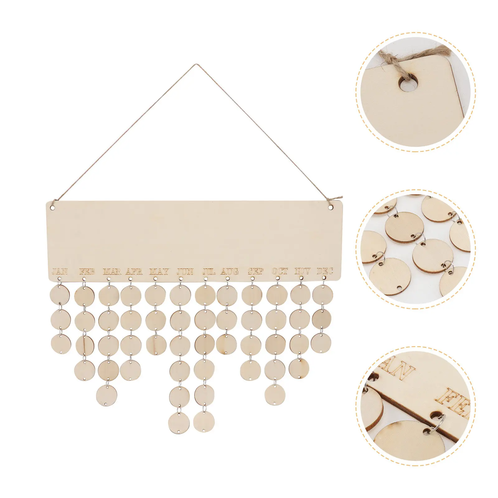 

1Set Wooden Hanging Countdown Calendar Board DIY Block Wall Calendar Eco Friendly Material Home Decoration Date Reminder