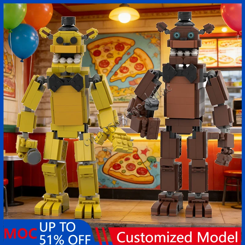 Golden Freddy MOC Personalizza la serie di personaggi famosi del gioco IRyS imposta giocattoli di assemblaggio per l'educazione creativa fai-da-te Collezione di regali per bambini