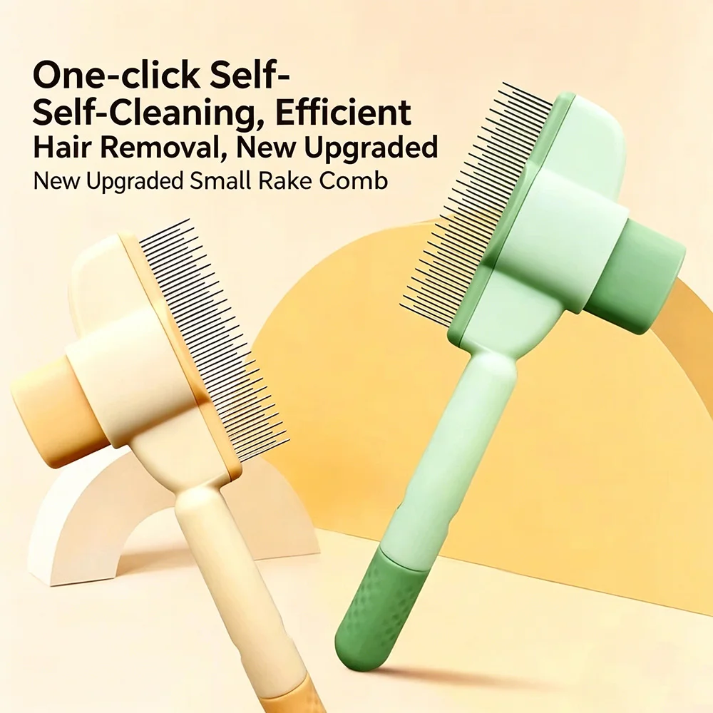 Pet Detangling Hair Comb Dense Tooth Pin Brush for Cat Dog Self-Cleaning Long Hair Matting Comb Cat Dog Loose Hair Grooming Tool