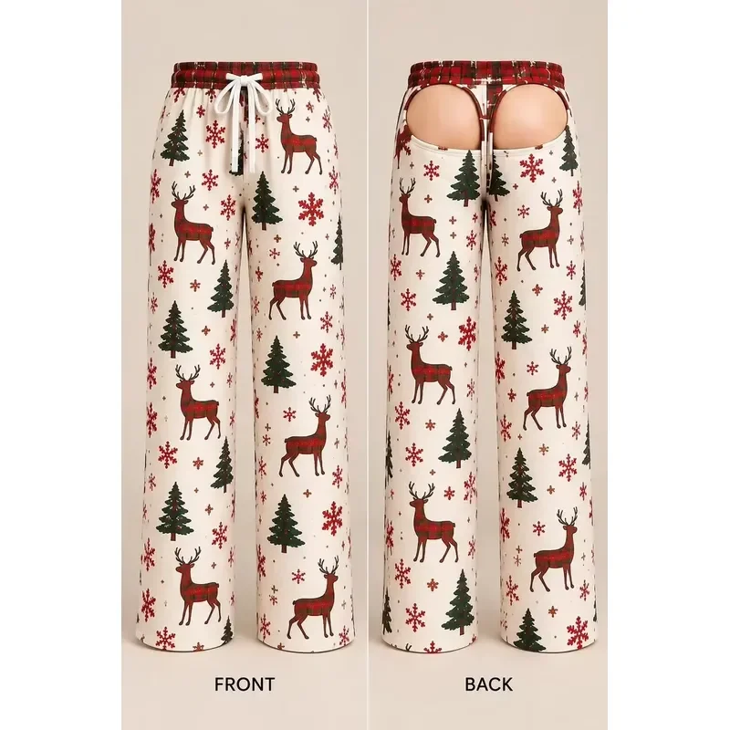 Male Women Men's funny Christmas Halloween themed underwear with 3D printing visually illusory humorous personalized long