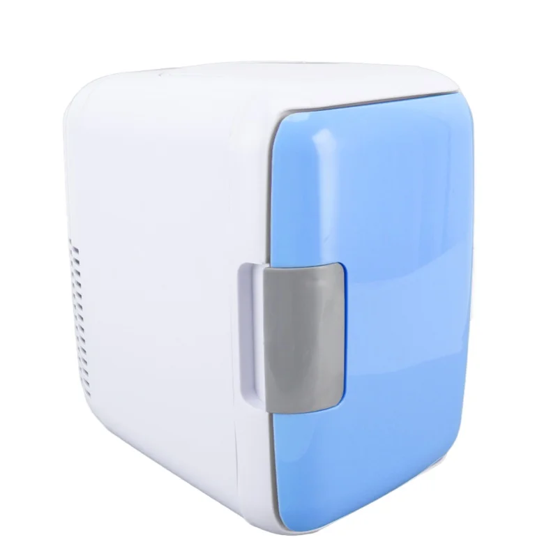 ثلاجة سيارة 4 لتر متينة لتخزين مستحضرات التجميل ABS قابلة للفصل، ثلاجة صغيرة محمولة للأغذية ومستحضرات التجميل باللون الأزرق