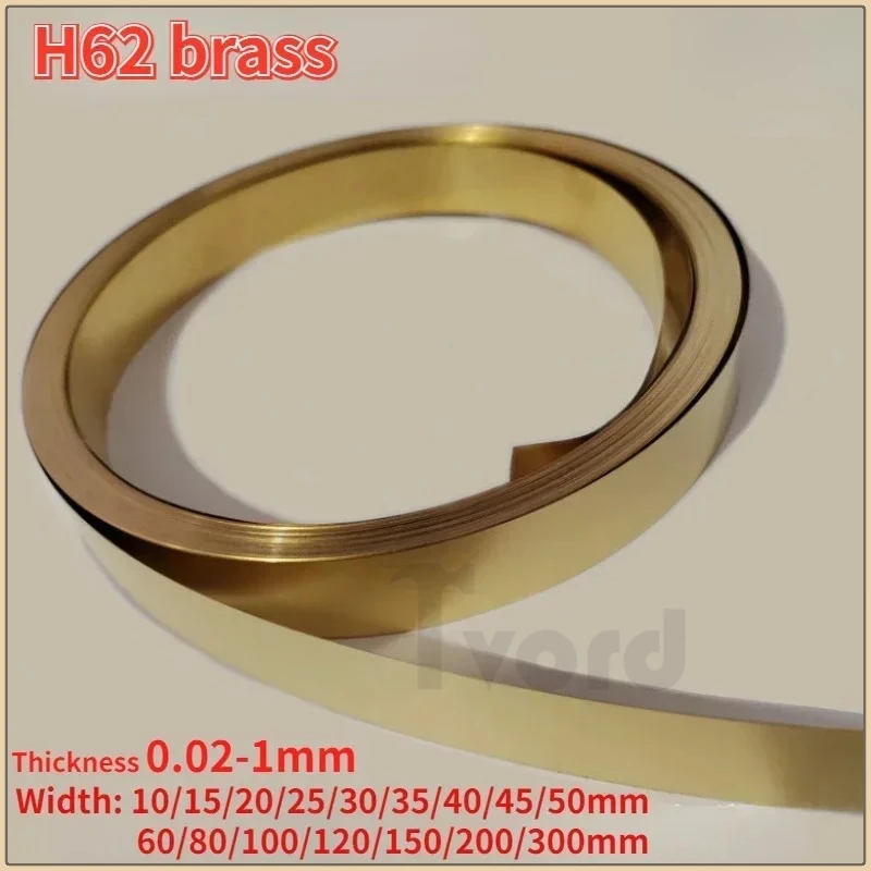 

Width 10/15/25/35/45/60mm Thick 0.02-1.0mm 1 Meter Brass Strip H62 Brass CNC Metal Thin Sheet Foil Plate Narrow Strip