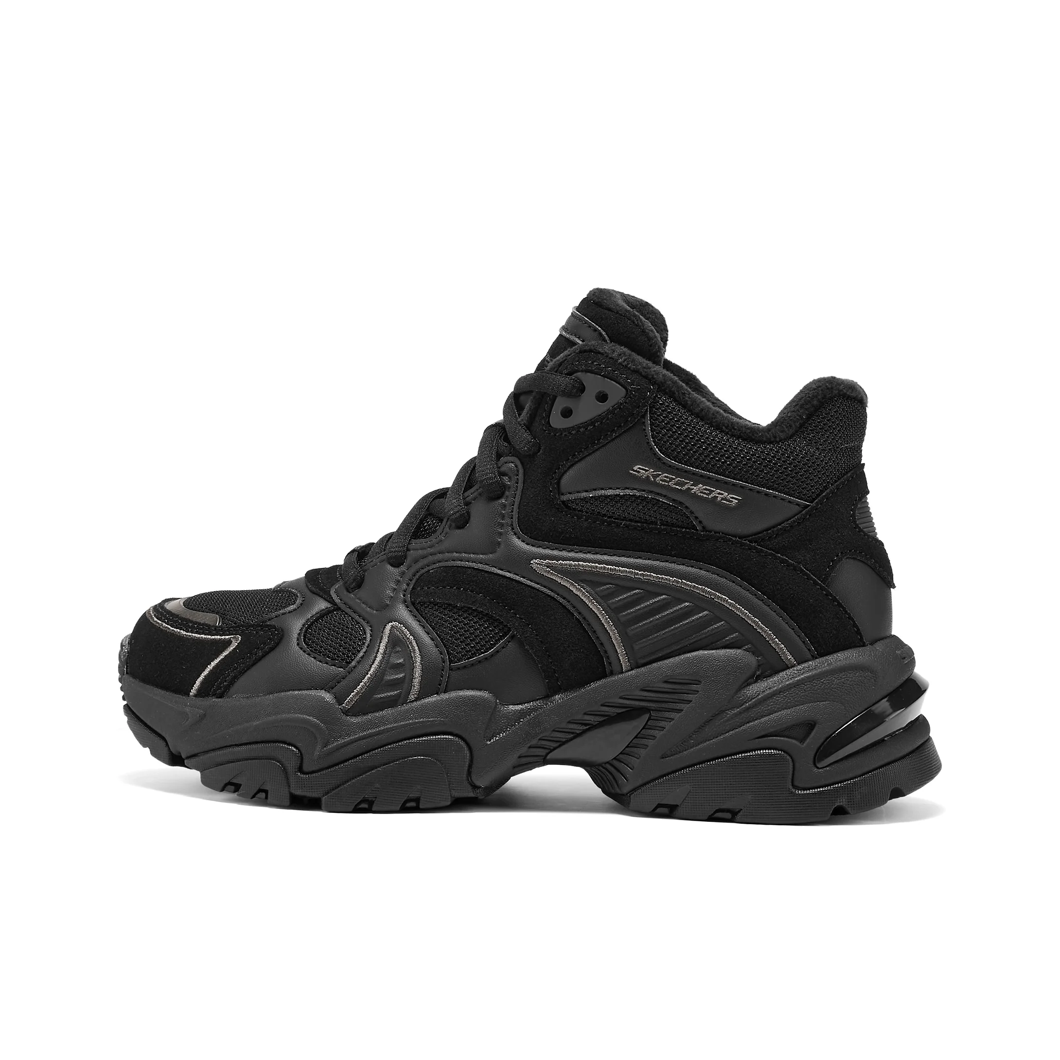 Skechers DLITES Vintage Mecha Shoes 2025 Fall Mesh, Artificial Leather Thermal Height Increasing 167987-BBK
