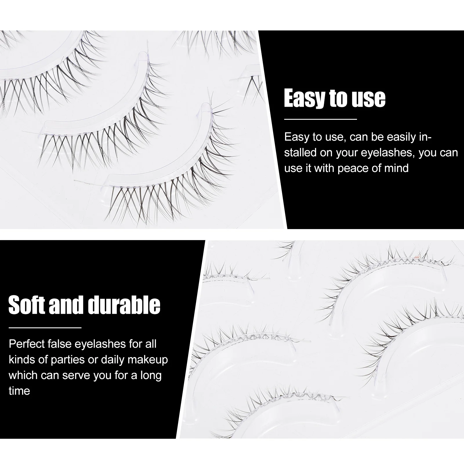 

5Pairs Natural Curl False Eyelashes Soft Comfortable for Party Wedding Photo Shoot Daily Makeup Vivid Fake Eyelashes