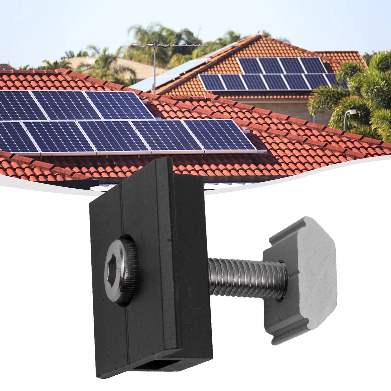Solar Panel Bracket Fixing PV End Clamp Middle Clamp Mounting For 30/35mm Photovoltaic Support Fixing Support Solar Panels Clamp
