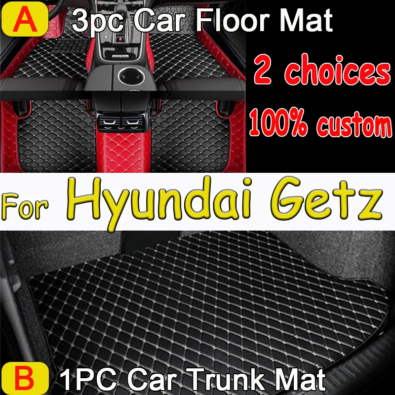 Car Floor Mats For Hyundai Getz Prime Click Inokom TB 2002~2011 Rugs Luxury Mat Protective Pad Leather Carpets Car Accessories