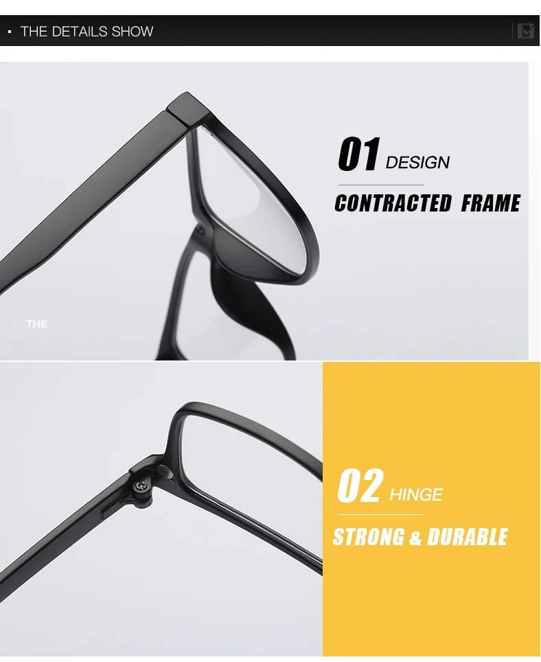 Magnetische Sonnenbrille für Männer und Frauen Clip-On-Brille Quadratische Optische Korrekturbrille für Kurzsichtigkeit Herren Outdoor-Angelbrille UV400-Schutz – Detail 11