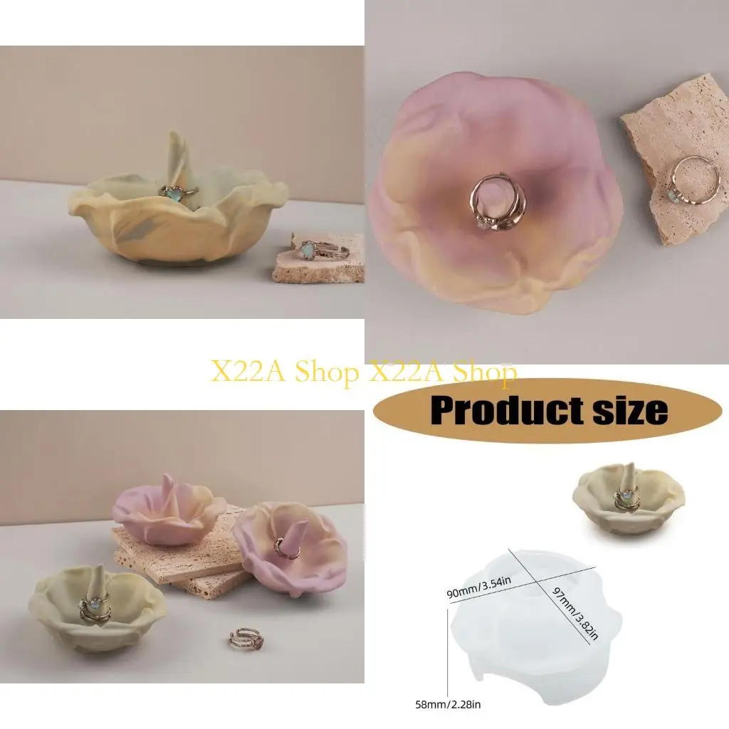 Unique Handcraft Lovers Rose Shaped Tray Mould Silicone Mold for Jewelry Dish Creation