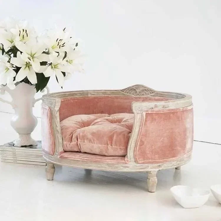 Vintage Solid Wooden Dog Kennel Pet Sofa Wooden Dog Furniture Pet Supplies Carved Cat Nests Can Be Customised with LOGO