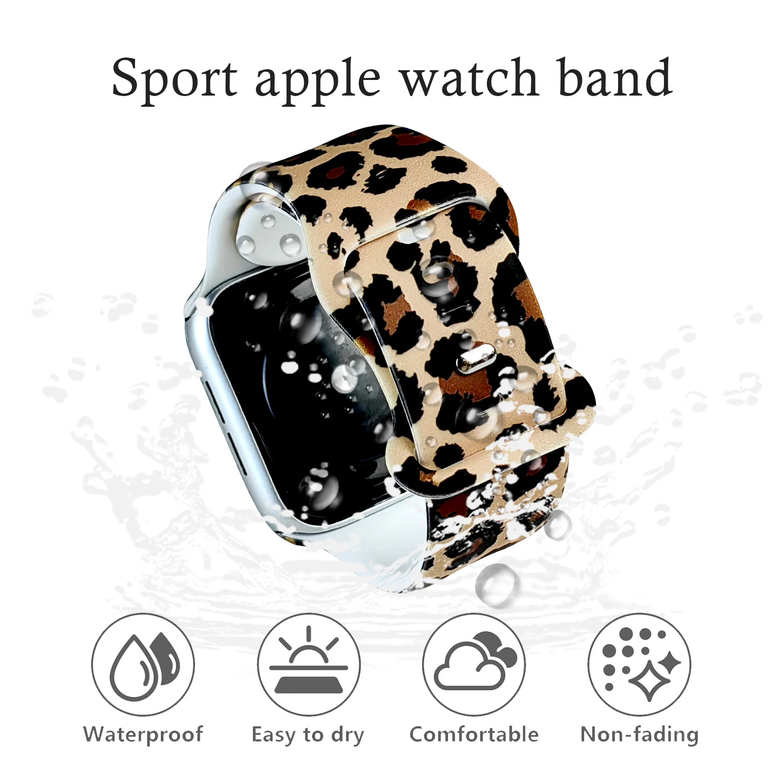 Animal Fur 1 Printed Strap for Apple Watch 45mm 44mm 42mm 41mm Silicone Watchband Replaceable Bracelet  for iWatch 9 8 7 SE Band