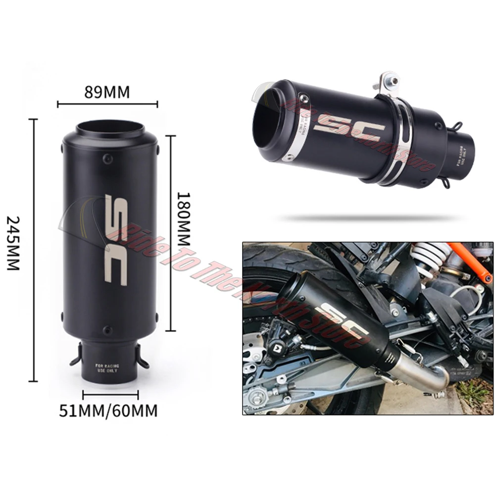 SC Exhaust Muffler Escape With DB Killer For Kawasaki Yamaha Honda Suzuki Bmw Ktm GP Project Racing Tail Pipe 51 60mm Universal