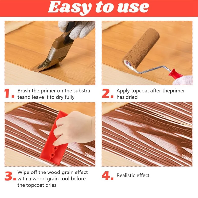 

RMWIN-Texture Pattern с ручкой, роликовый набор инструментов для обработки древесины, 5 упаковок инструментов для зерна древесины, резиновый инструмент для зерна эмпаистики