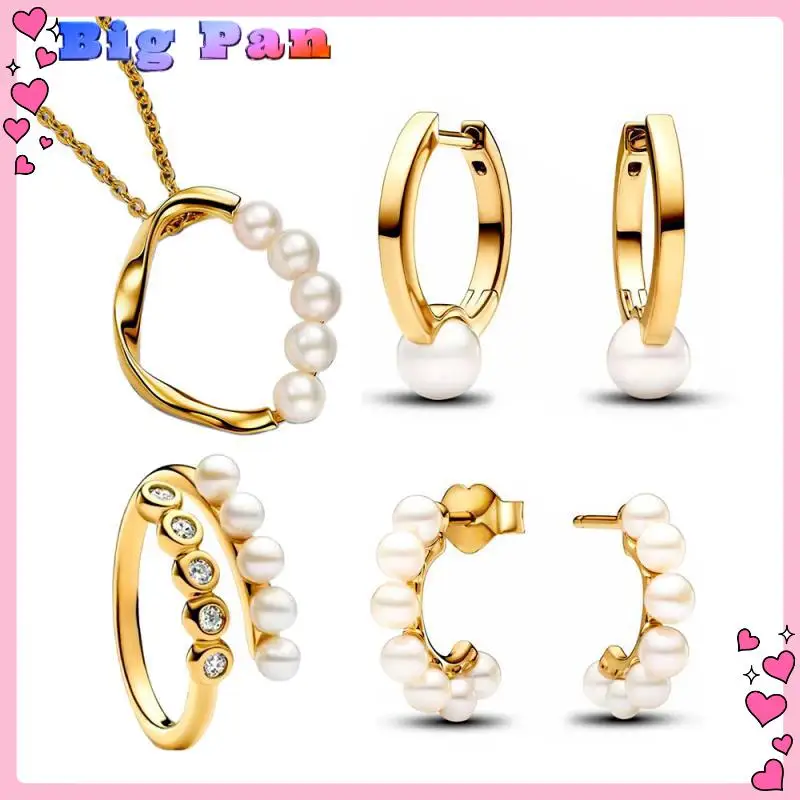 

Sterling 925 Silver Freshwater Cultured Pearl Open Hoop Collection Fit Necklace Ring Stud Earrings For Women Gift 2025