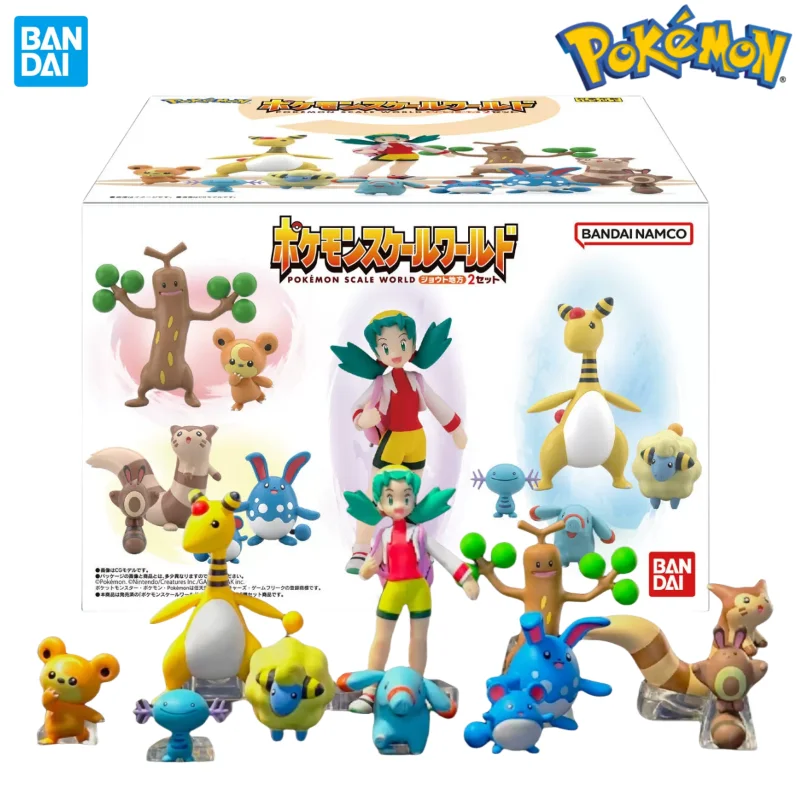 In Stock BANDAI Original Pokemon SCALE WORLD Johto Region 2 Kris Sudowoodo Mareep Marill Azumarill Ampharos Teddiursa Toys Gifts