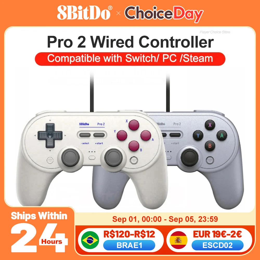 8BitDo Pro 2 Wired Gamepad for Nintendo Switch PC Gamepad Steam deck RetroPie Raspberry Pi Android Modifiable Vibration Turbo